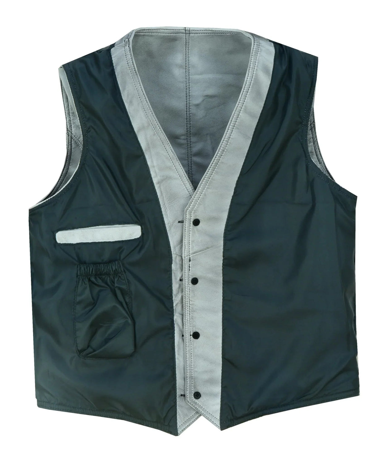 Mens Buttoned Classic Brown Soft Leather Vest For Bikers