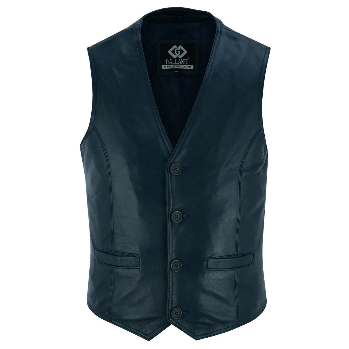 Mens Buttoned Classic Brown Soft Leather Vest For Bikers