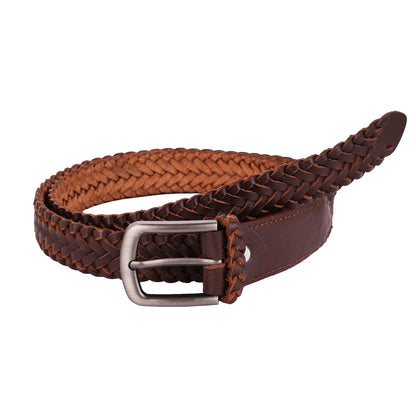 Mens Handstitched Weave Leather Belt  - Casual Belt for Suits & Jeans