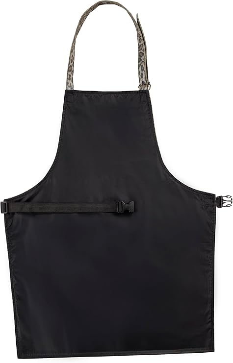 Leopard Print Leather Apron for Women & Men - Adjustable Cooking Apron with Pockets - 