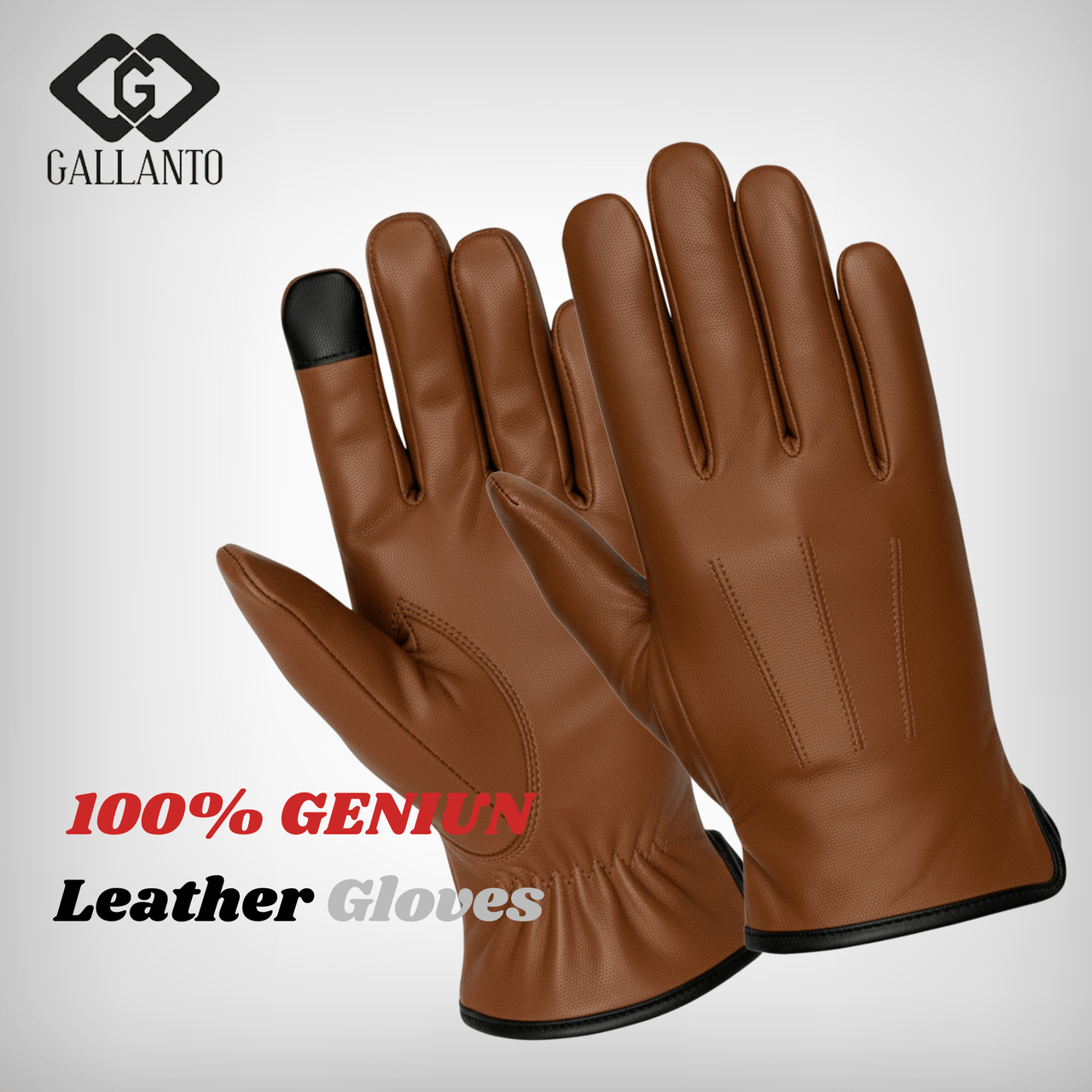 Luxury Mens Leather Gloves Cashmere Lined - Soft Comfortable Lambskin Touchsreen - 