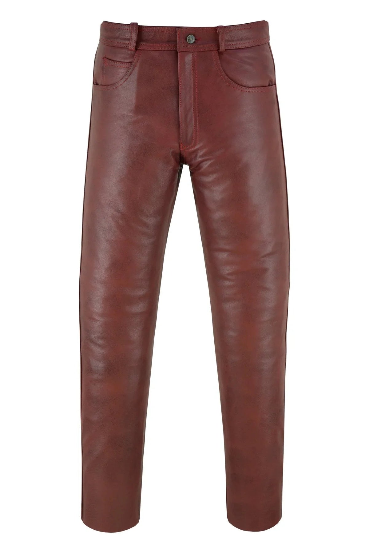 Motorcycle Leather Trousers for Men in Cowhide with a Fitted Biker Cut