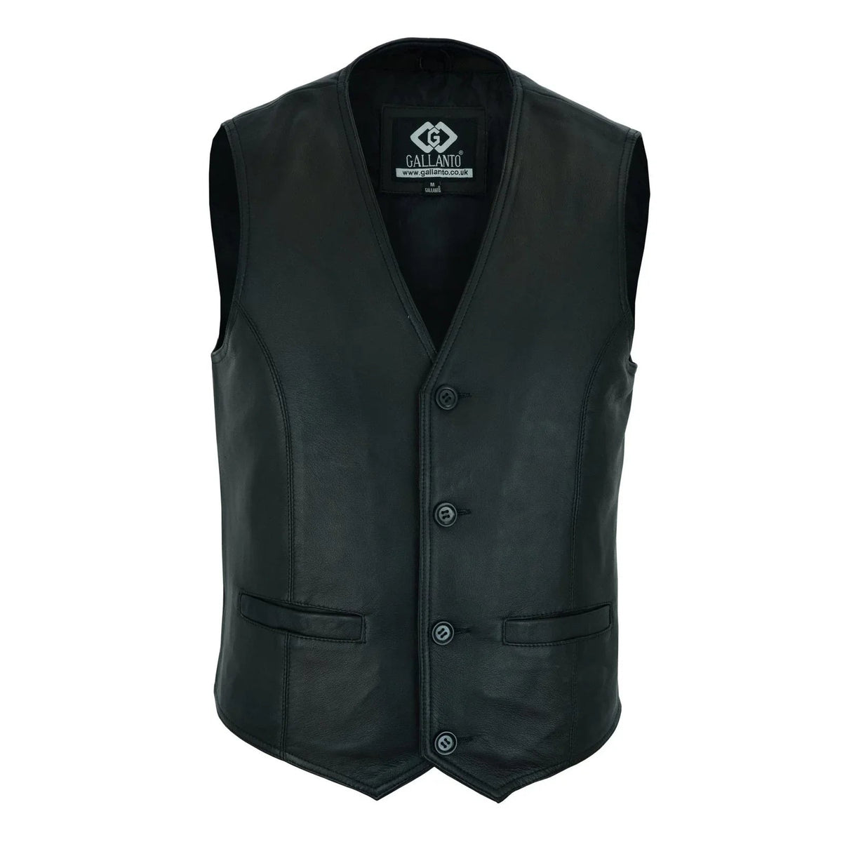 Mens Buttoned Classic Brown Soft Leather Vest For Bikers