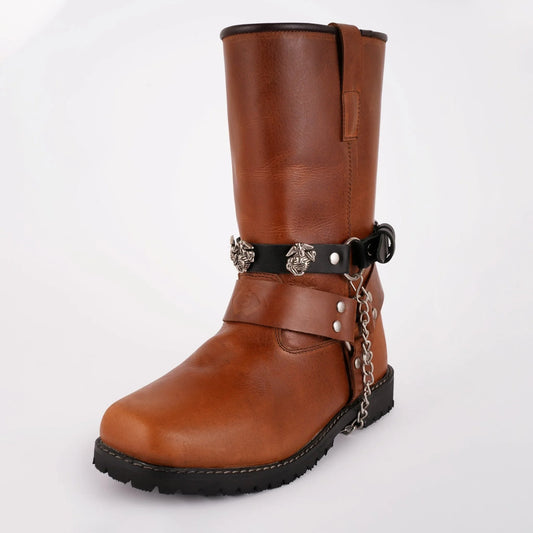 Marines Globe & Anchor Leather Boot Chain - Biker Motorcycle Acessory - 