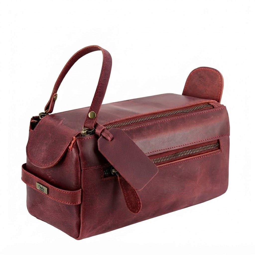 personalised wash bag in genuine leather thoughtful gift for him