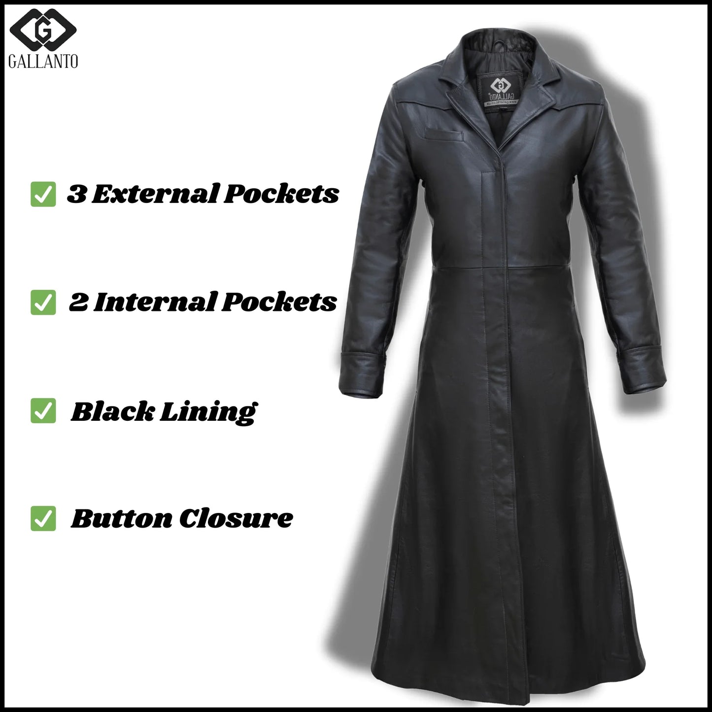 matrix neo black leather trench long coat - men's long trench coat gothic style - 