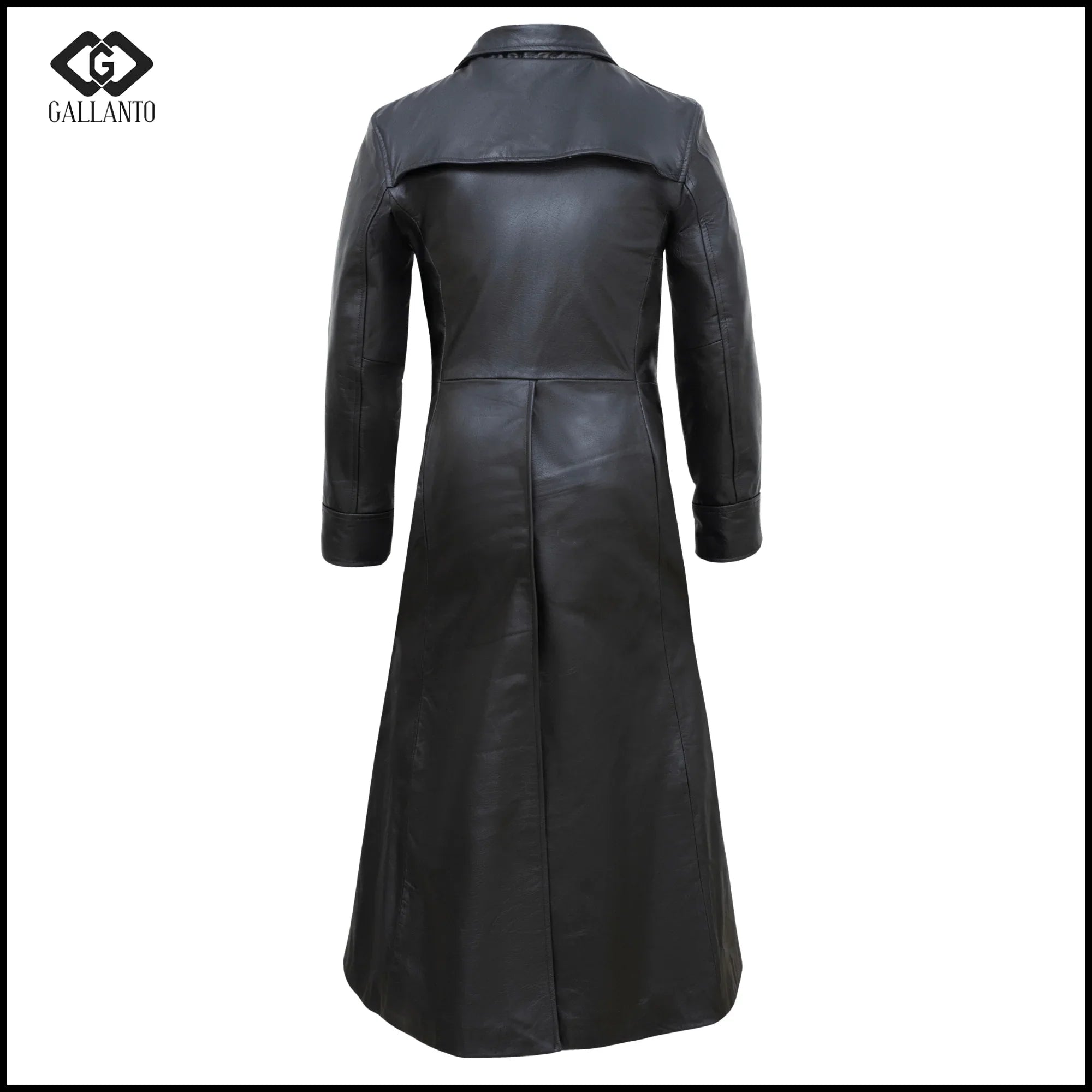 Matrix Neo Black Leather Trench Long Coat - Men's Long Trench Coat