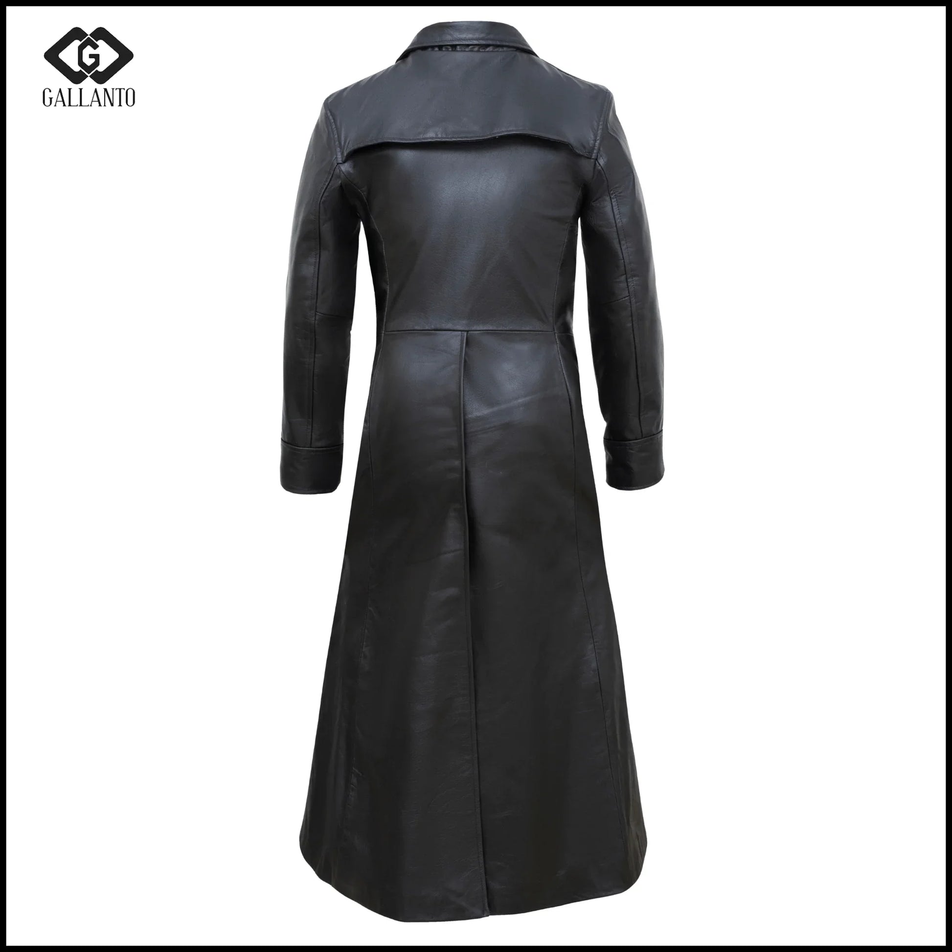 Matrix Neo Black Leather Trench Long Coat - Men's Long Trench Coat