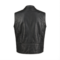 Mens Marlon Brando Style Leather Biker Gilet Vest -Waistcoat Sleeveless Club