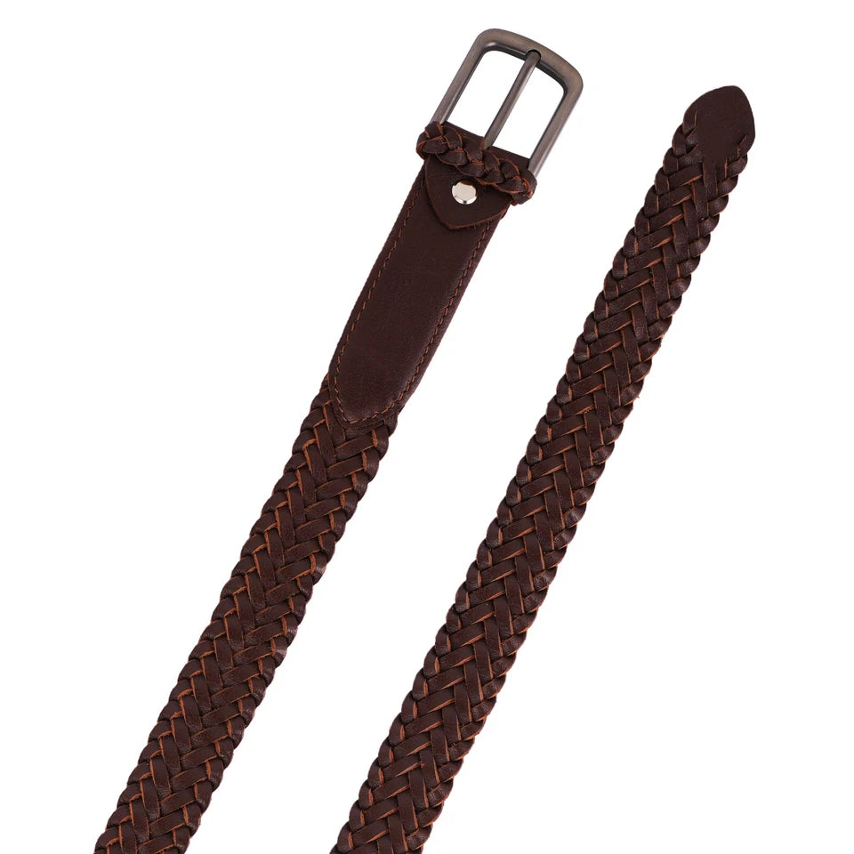 mens handstitched weave leather belt  - casual belt for suits & jeans