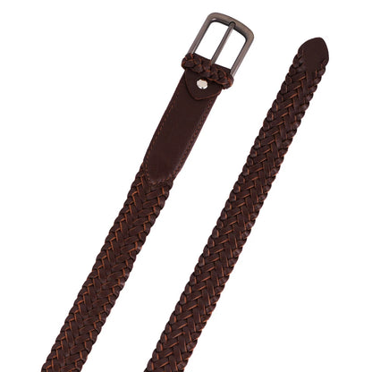 Mens Handstitched Weave Leather Belt  - Casual Belt for Suits & Jeans