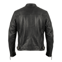 Men’s Armor - Style Black Leather Biker Jacket with Quad Ventilation - 