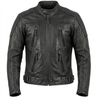 Men’s Armor - Style Black Leather Biker Jacket with Quad Ventilation - 
