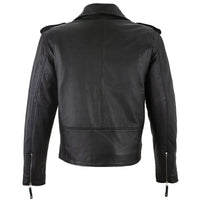 Men's black Brando leather biker jacket with waist belt