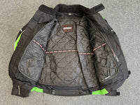 Mens Black And Green Reflective Biker Textile Jacket Small - 