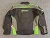 Mens Black And Green Reflective Biker Textile Jacket Small - 