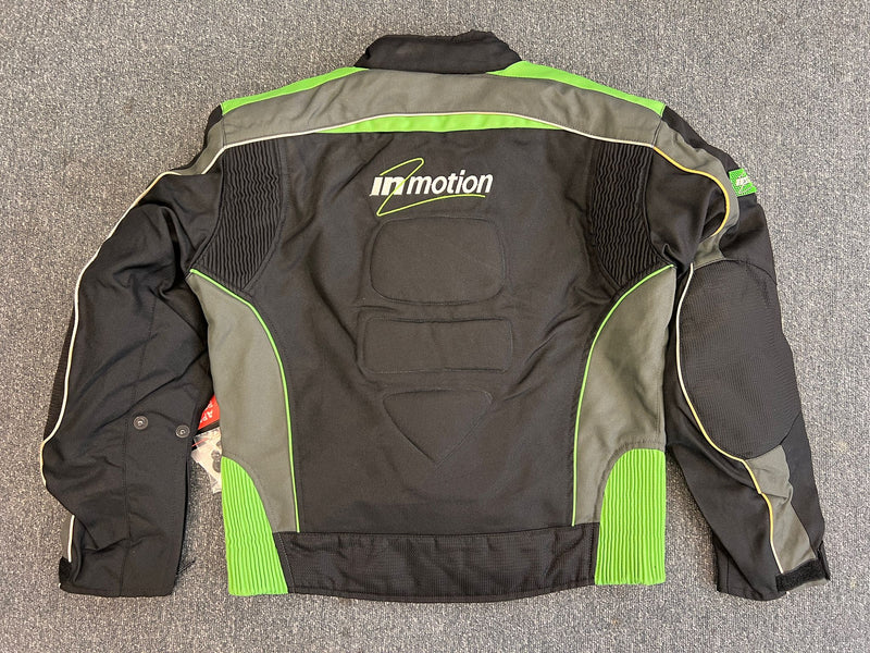 Mens Black And Green Reflective Biker Textile Jacket Small - 