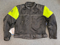 Mens Black and Green Textile Mesh Biker Jacket 4XL - 