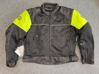 Mens Black and Green Textile Mesh Biker Jacket Small - 