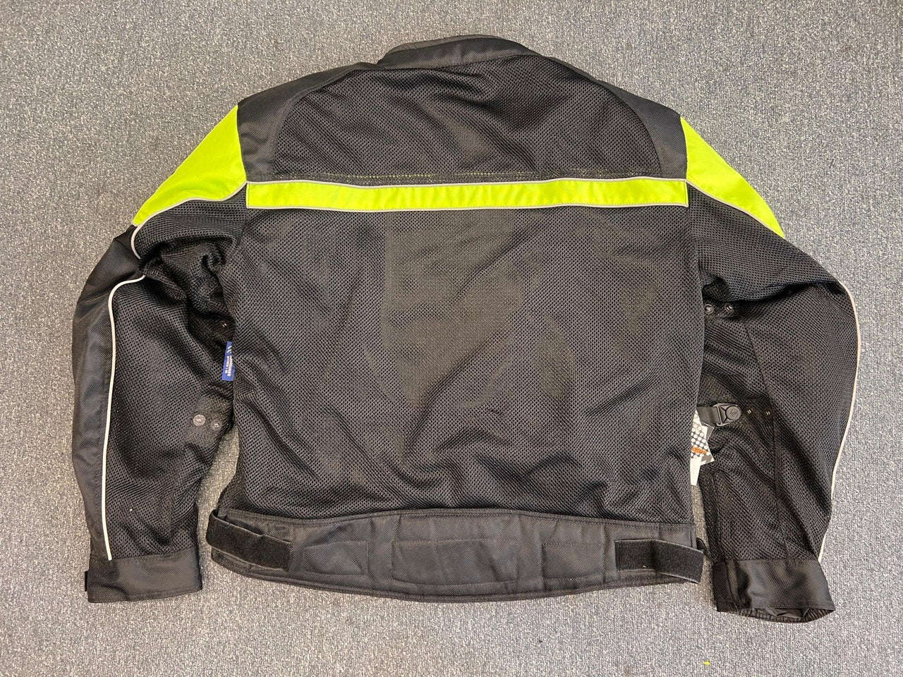 Mens Black and Green Textile Mesh Biker Jacket Small - 