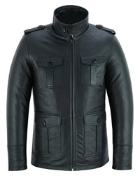 Men's Black Leather Coat: Aberdeen -