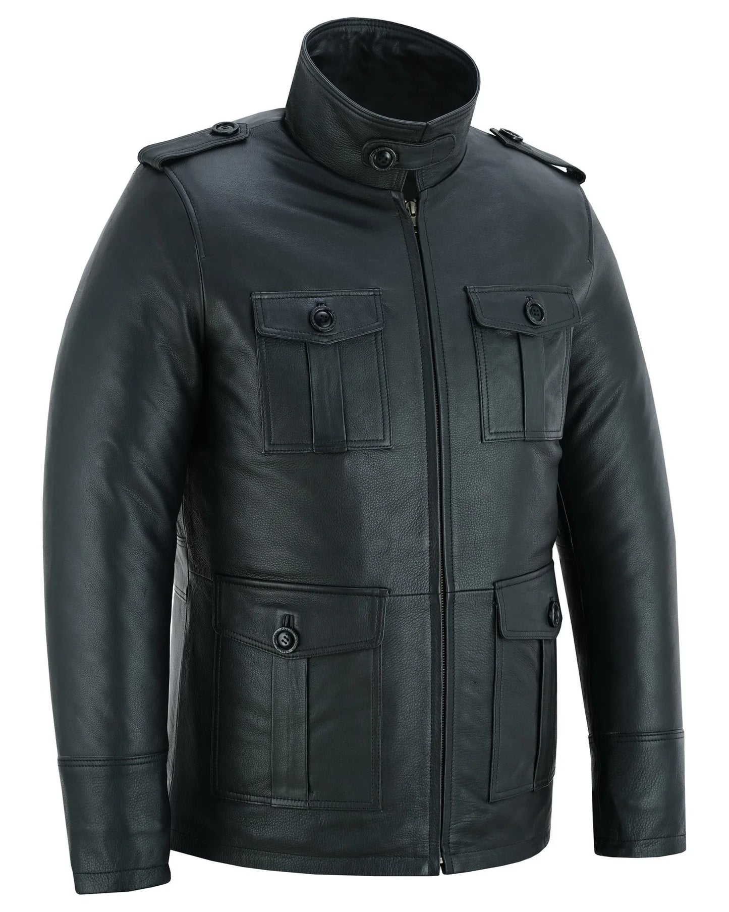 men's black leather coat: aberdeen -