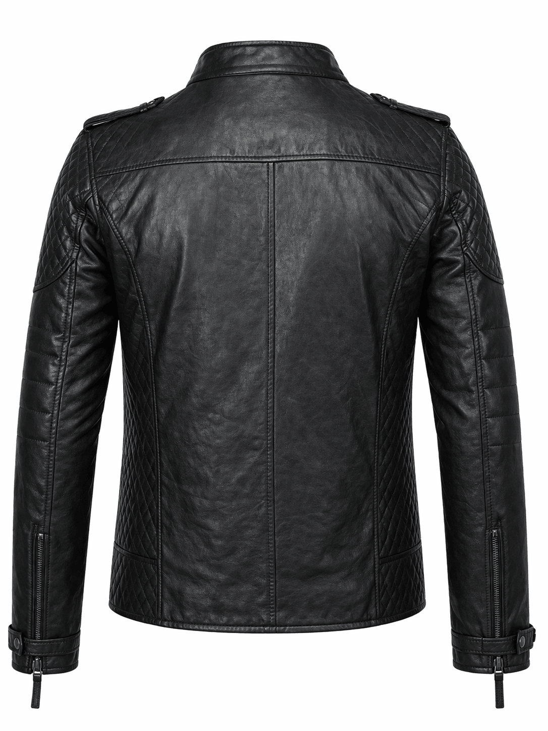 Men’s Black Quilted Leather Biker Jacket Size 3XL| Precision Moto Edition - 