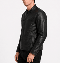 Men’s Black Quilted Leather Biker Jacket Size XL | Classic Urban Edition - 