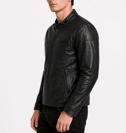 Men’s Black Quilted Leather Biker Jacket Size XL | Classic Urban Edition - 