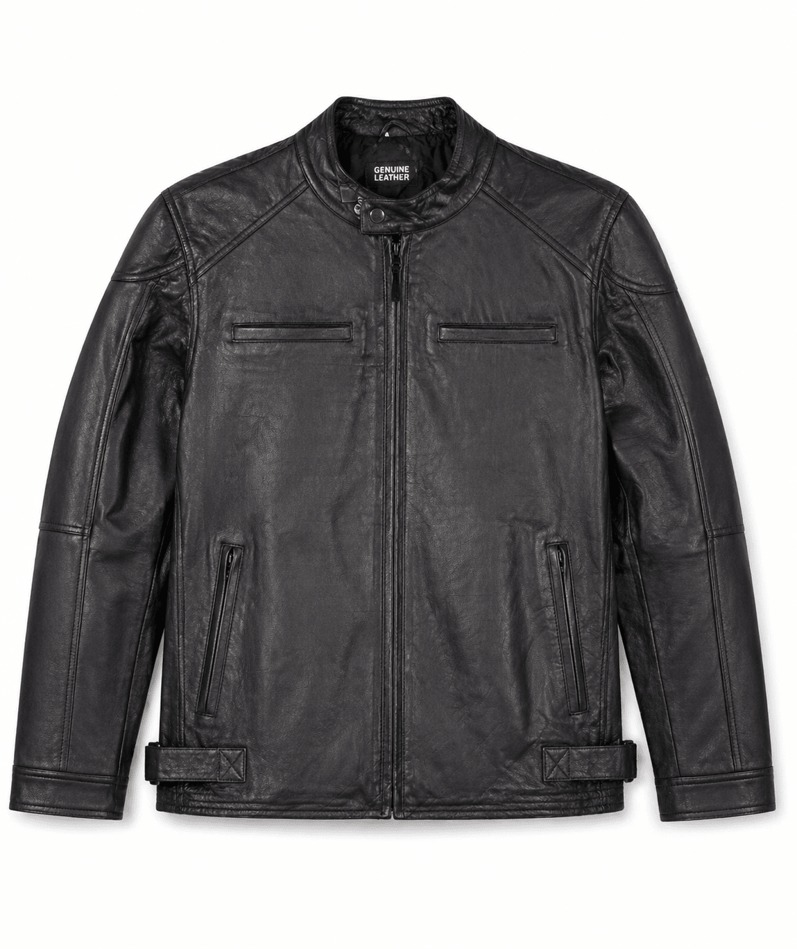 men’s black quilted leather biker jacket size xl | classic urban edition - 