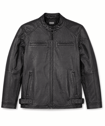 Men’s Black Quilted Leather Biker Jacket Size XL | Classic Urban Edition - 