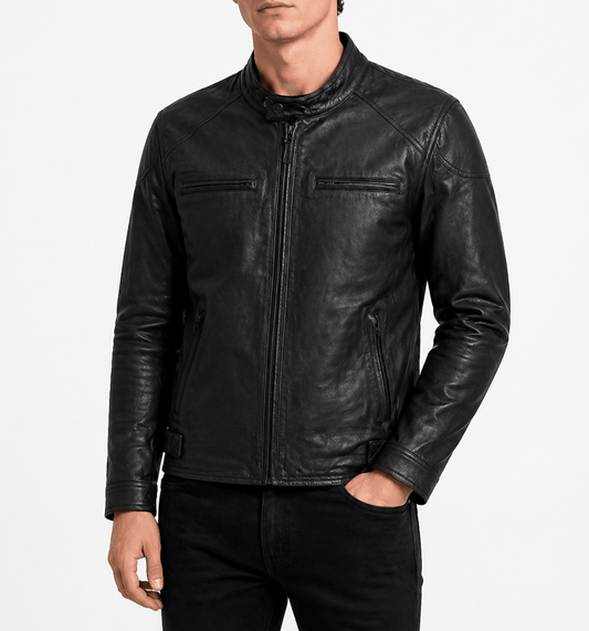 Men’s Black Quilted Leather Biker Jacket Size XL | Classic Urban Edition - 