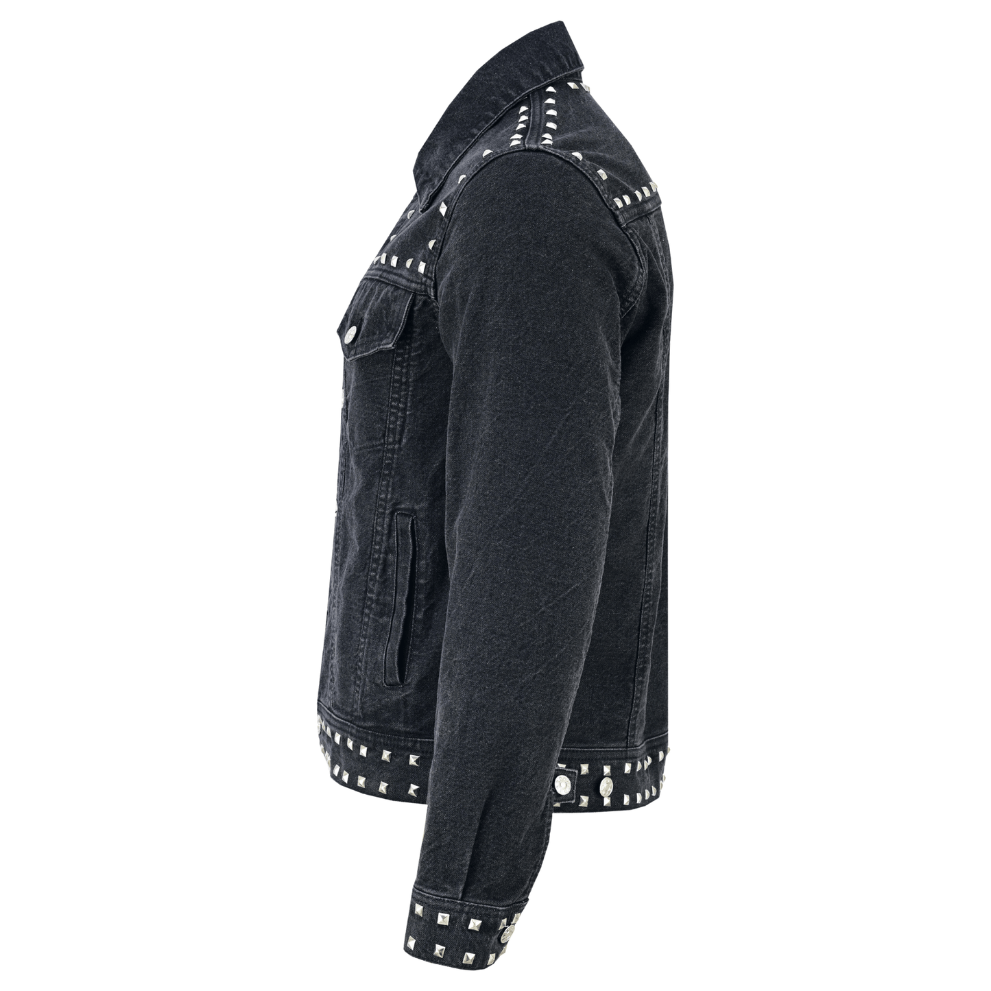 men’s black studded denim jacket | rock - inspired premium outerwear - 