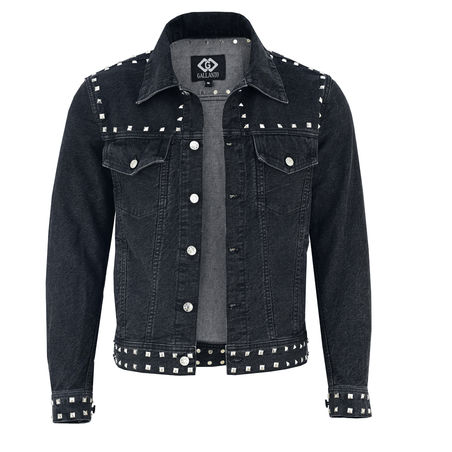 men’s black studded denim jacket | rock - inspired premium outerwear - 