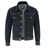 Men’s Black Studded Denim Jacket | Rock - Inspired Premium Outerwear - 