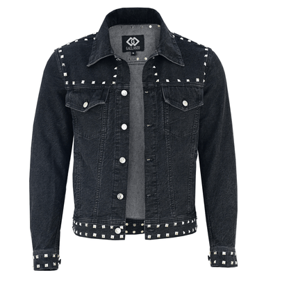 Men’s Black Studded Denim Jacket | Rock - Inspired Premium Outerwear - 