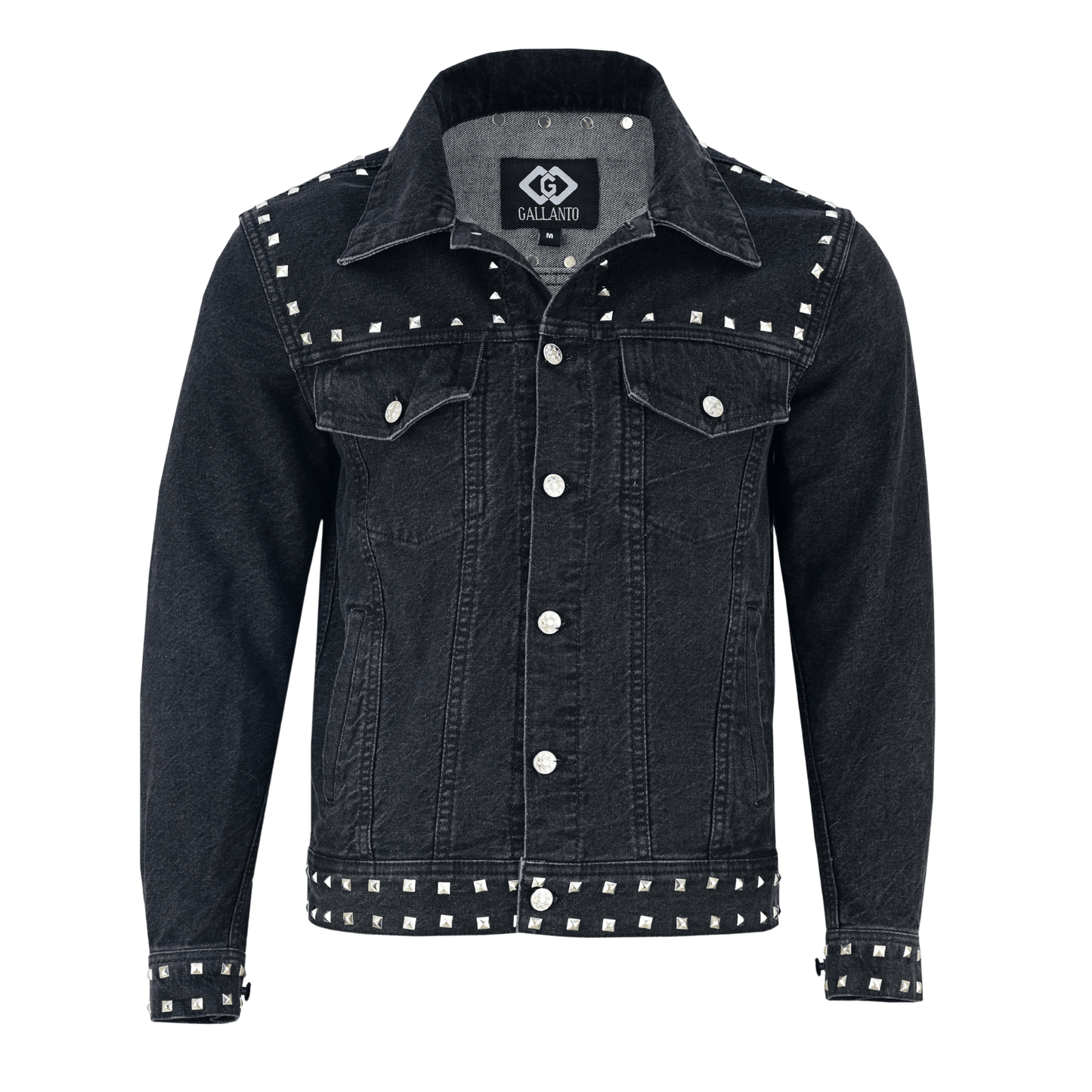 men’s black studded denim jacket | rock - inspired premium outerwear - 