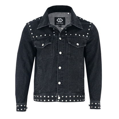 Men’s Black Studded Denim Jacket | Rock - Inspired Premium Outerwear - 