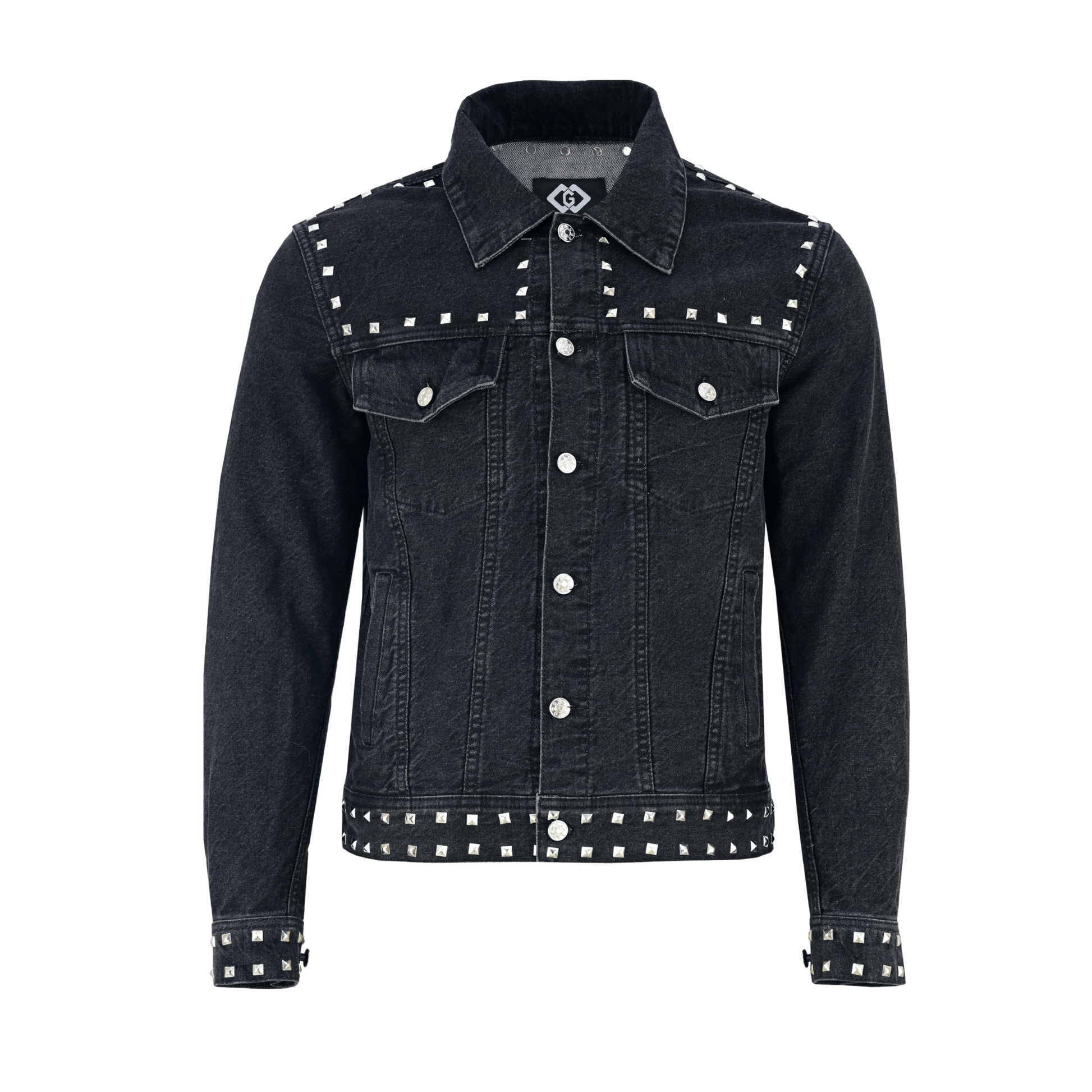 Men’s Black Studded Denim Jacket | Rock - Inspired Premium Outerwear - 