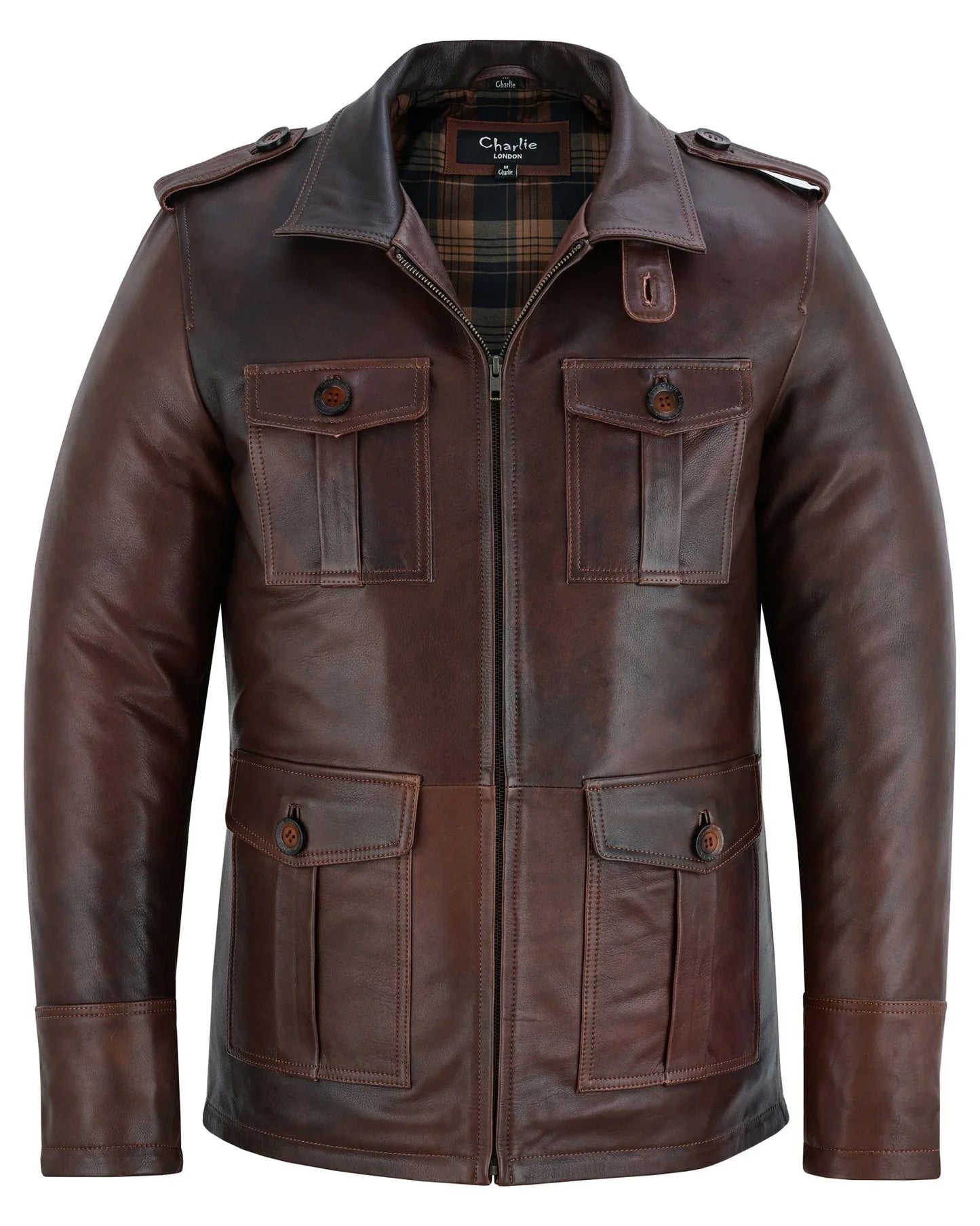 men's brown leather coat: aberdeen -