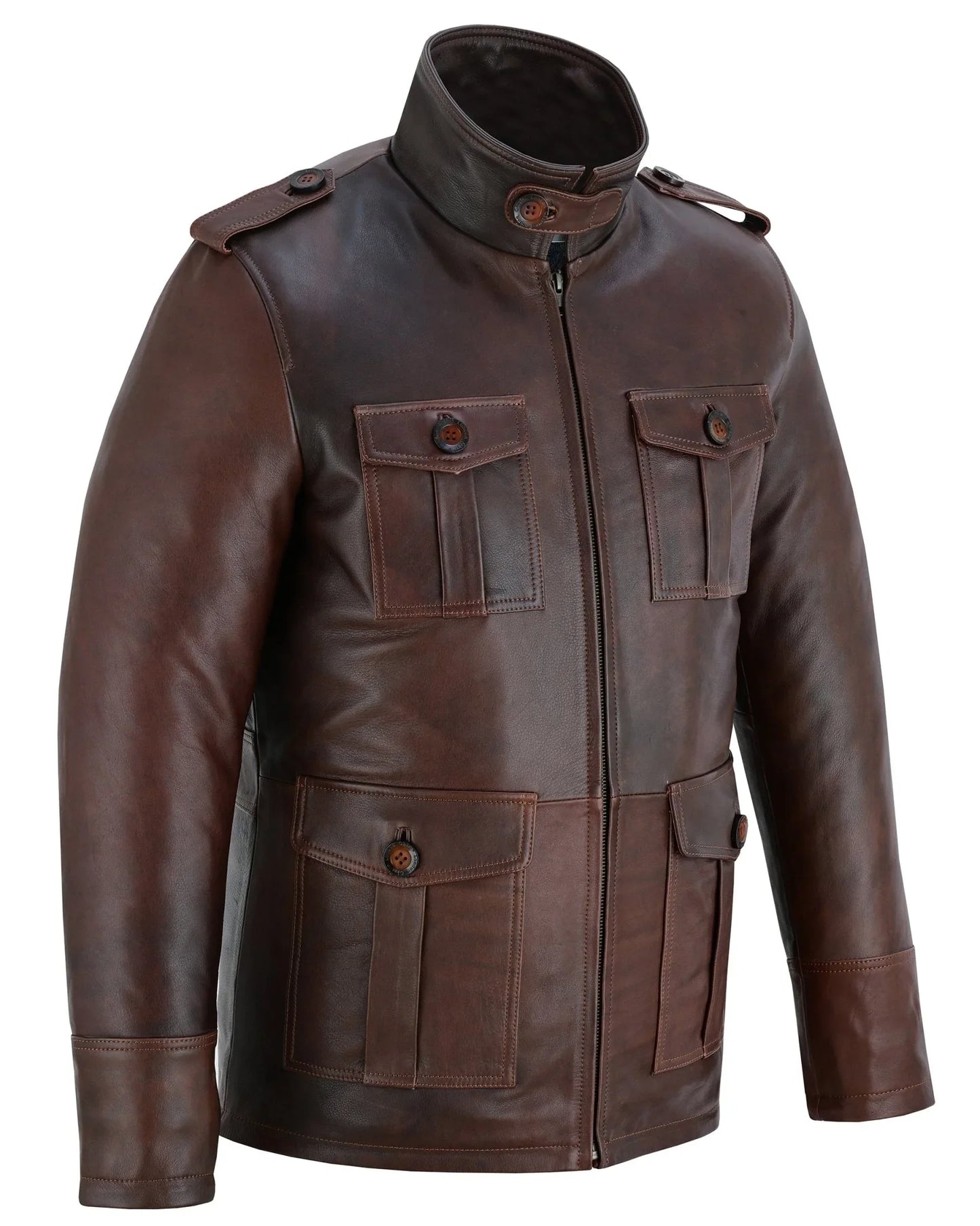 men's brown leather coat: aberdeen -