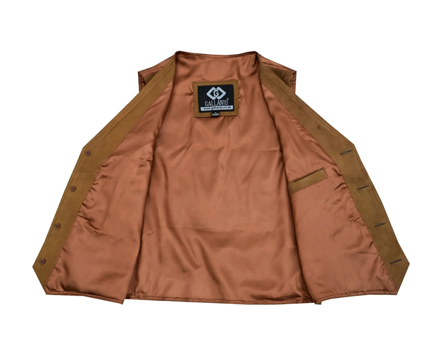 mens buttoned classic tan soft suede leather waistcoat vest -