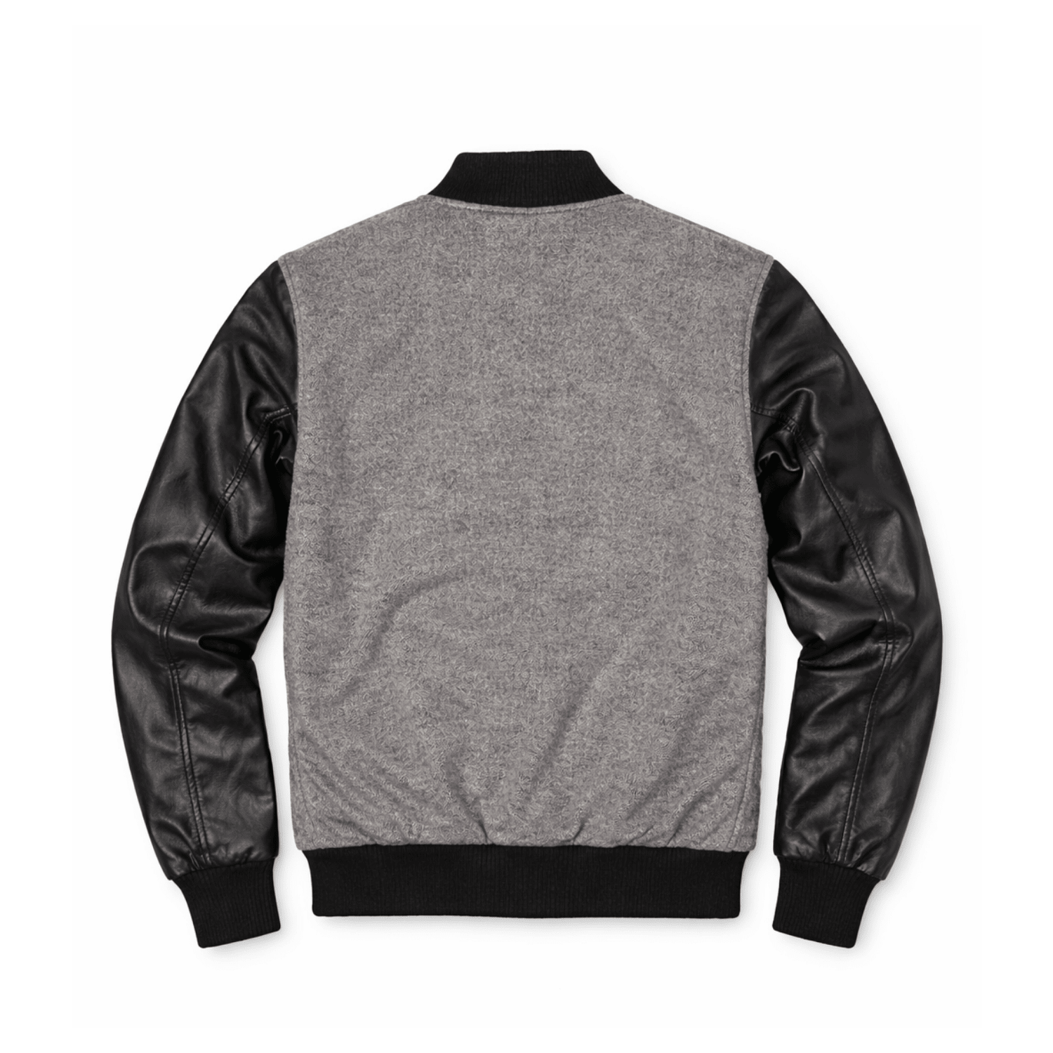 Men’s Classic Wool & Leather Varsity Bomber Jacket - 