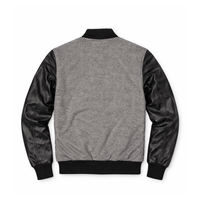 Men’s Classic Wool & Leather Varsity Bomber Jacket - 