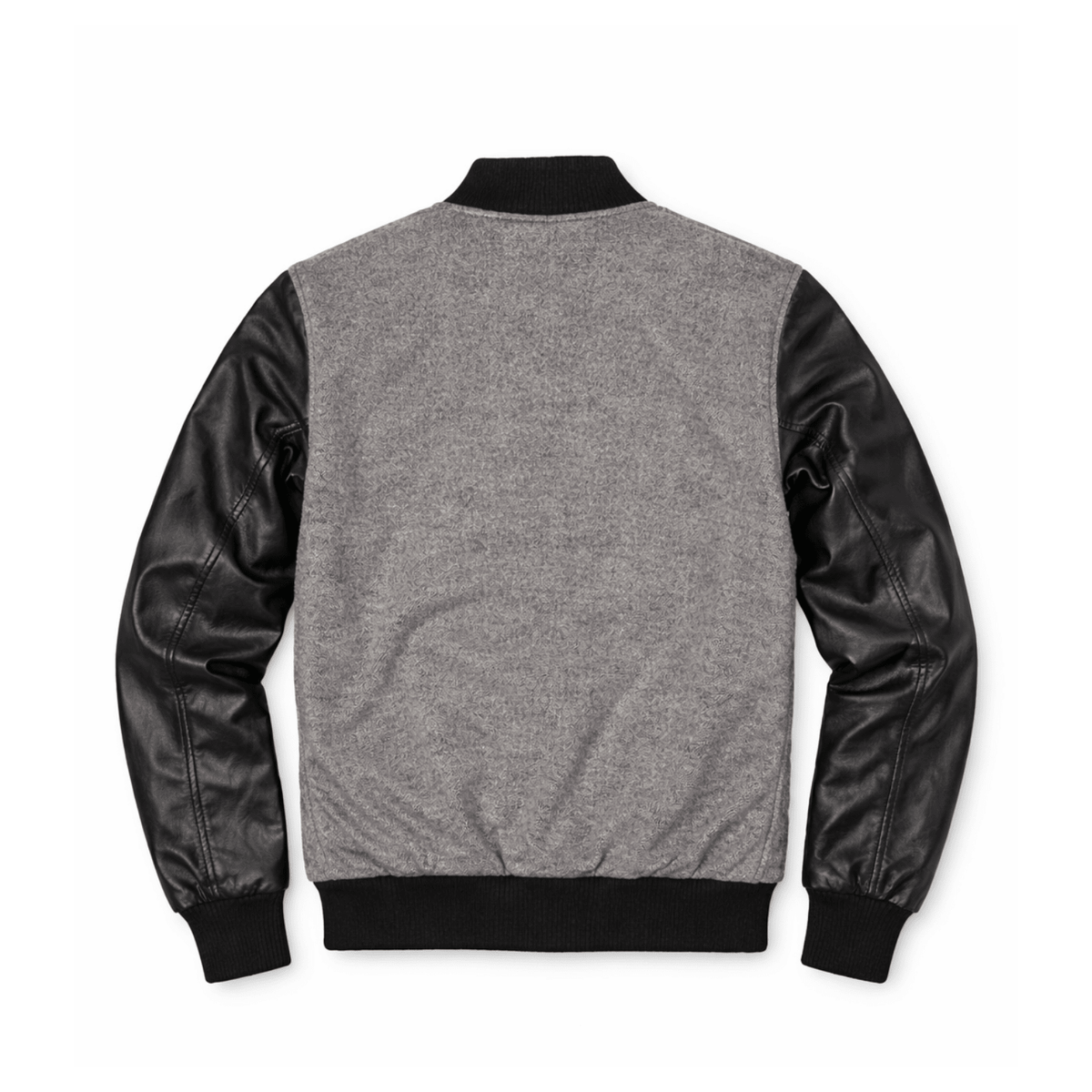 Men’s Classic Wool & Leather Varsity Bomber Jacket - 