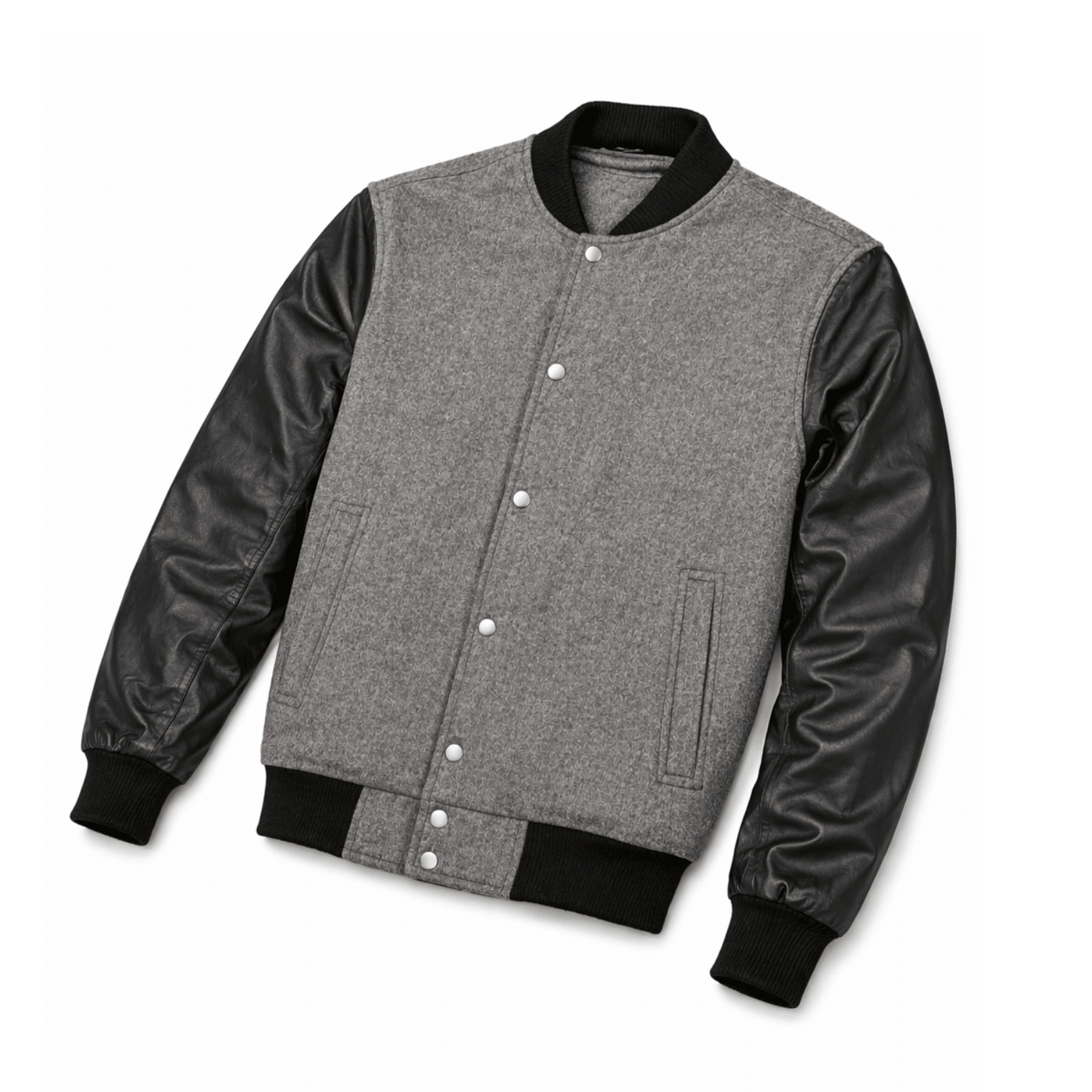men’s classic wool & leather varsity bomber jacket - 
