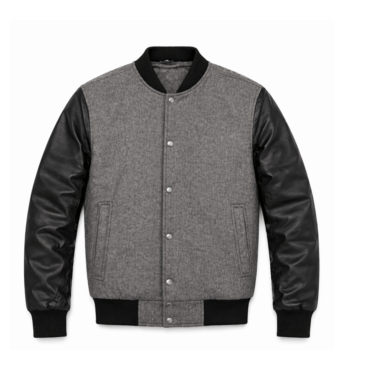 men’s classic wool & leather varsity bomber jacket - 