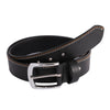 Mens Double Stich Genuine Leather Belt - Casual Belt for Suits & Jeans, Single Prong Buckle - 