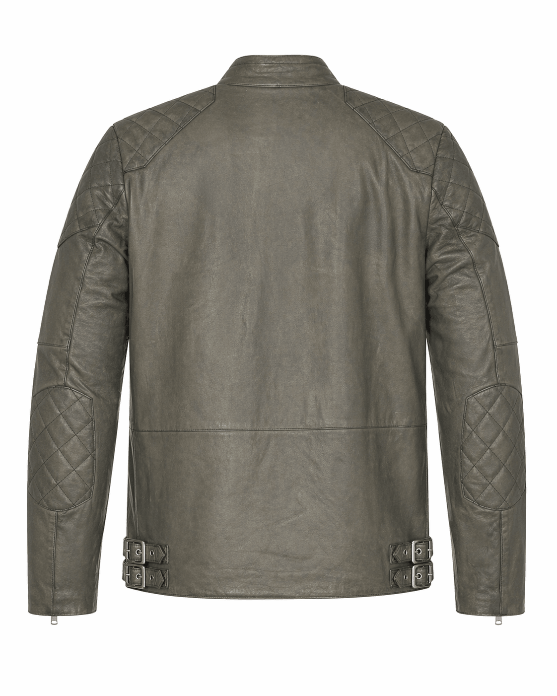 Men’s Grey Quilted Leather Biker Jacket Size XS & 2XL | Modern Moto Style - 