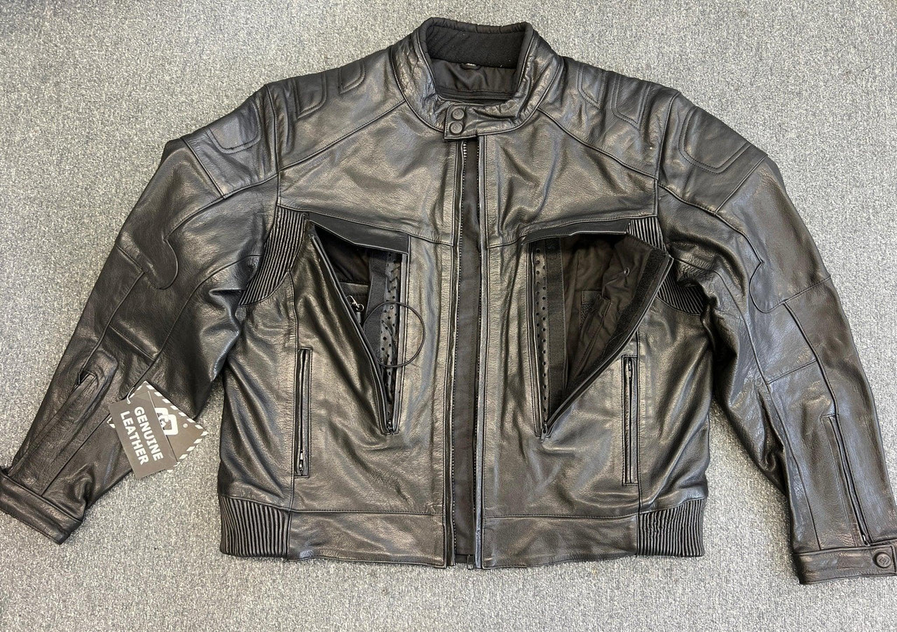 Men's Naked Cowhide Heavy Leather Advanced Biker Jacket 5XL - 